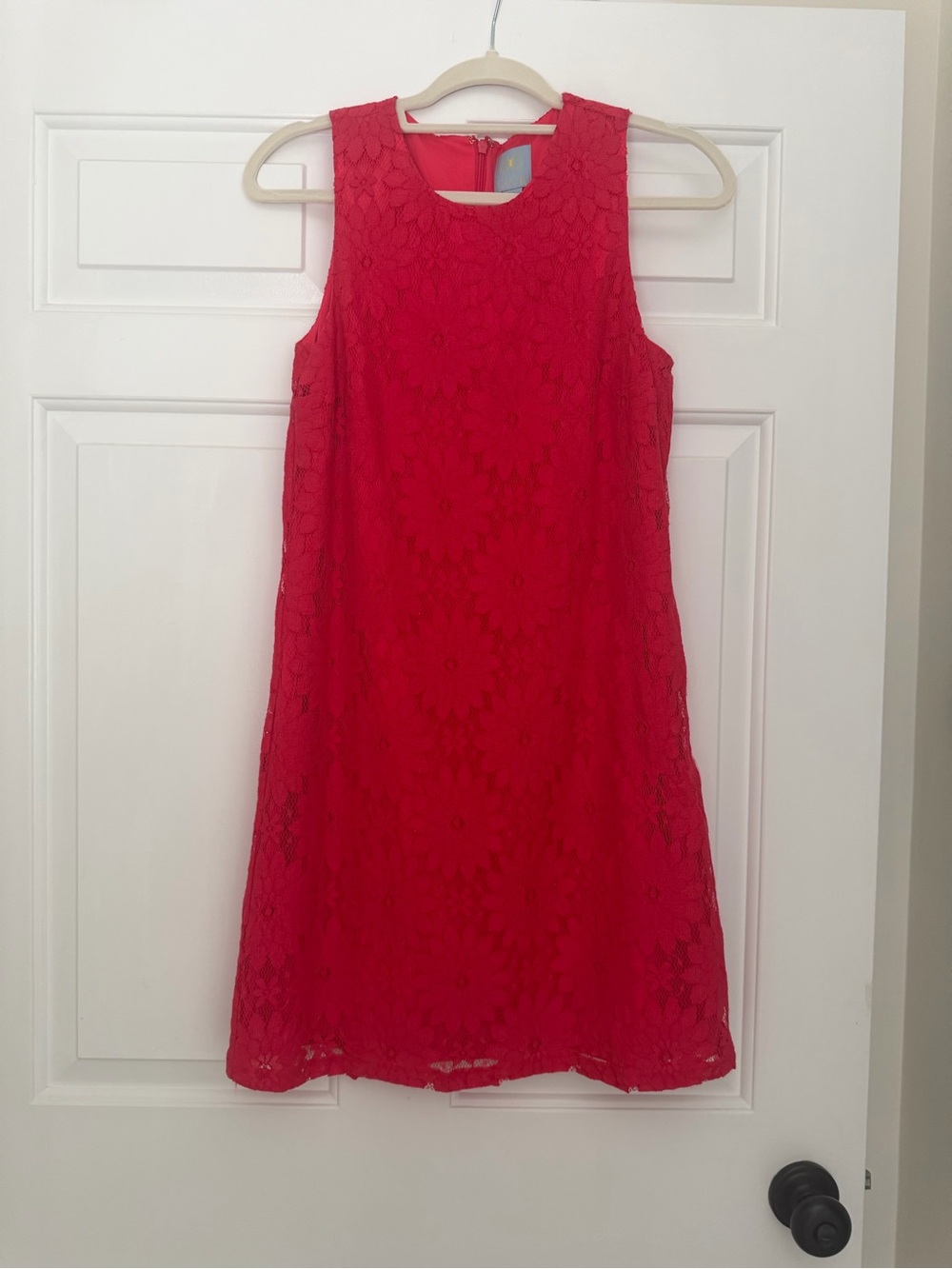 Womens Red Lace Sleeveless Dress